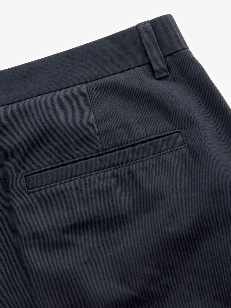 Navy Blue Straight Fit 100% Cotton Chino Trousers - Image 9 of 10