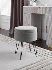 Soft Velvet Mid Grey Matson Storage Stool - Image 1 of 7