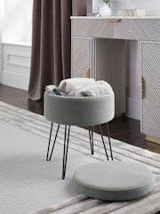 Soft Velvet Mid Grey Matson Storage Stool - Image 2 of 7