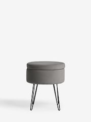 Soft Velvet Mid Grey Matson Storage Stool - Image 4 of 7