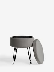 Soft Velvet Mid Grey Matson Storage Stool - Image 5 of 7