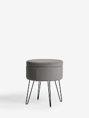 Soft Velvet Mid Grey Matson Storage Stool - Image 6 of 7
