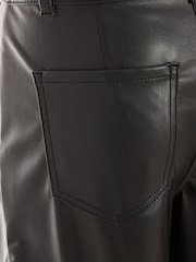 Quiz Black Faux Fur Leather Cargo Trousers - Image 4 of 4