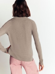 Boden Natural Elsie Cashmere Henley Jumper - Image 3 of 6