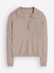 Boden Natural Elsie Cashmere Henley Jumper - Image 5 of 6