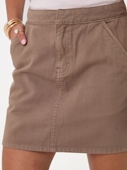Threadbare Mocha Brown Denim A-Line Mini Skirt - Image 4 of 4