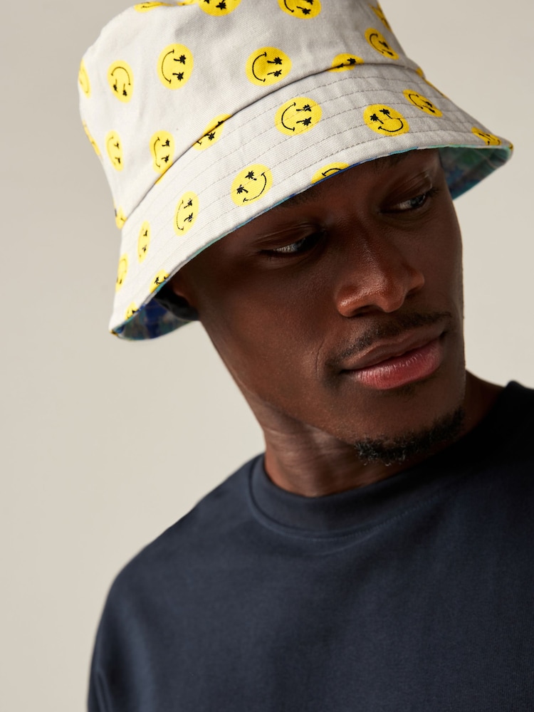 Yellow/Blue 100% Cotton Reversible Bucket Hat - Image 2 of 8