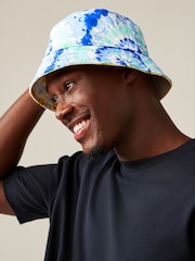 Yellow/Blue 100% Cotton Reversible Bucket Hat - Image 4 of 8