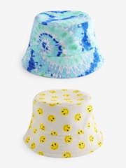Yellow/Blue 100% Cotton Reversible Bucket Hat - Image 6 of 8