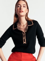 Boden Black Liz Henley Jumper - Image 1 of 6
