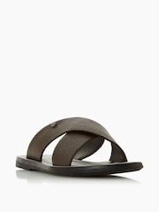 Dune London Brown Leather Frank Comfort Cross Strap Sandals - Image 3 of 5