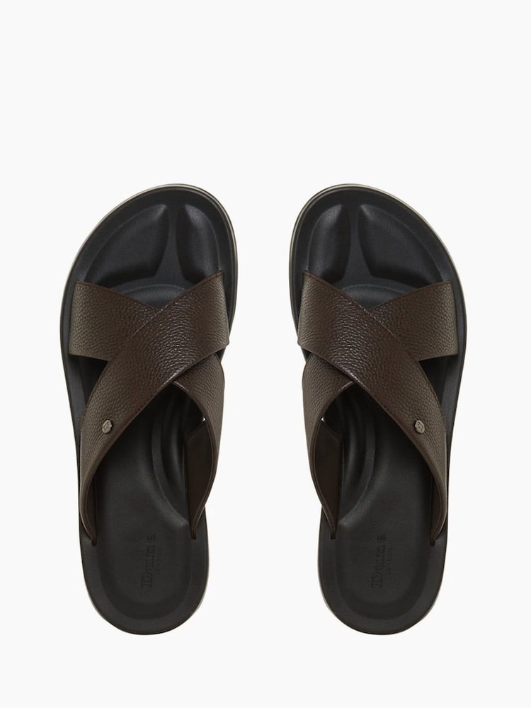 Dune London Brown Leather Frank Comfort Cross Strap Sandals - Image 5 of 5