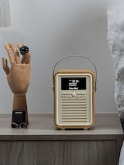 VQ Brown Mini Retro DAB Oak Radio - Image 2 of 6