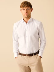 Wit/blauw - Slim Fit - Verpakking van 2 onderhoudsvriendelijke overhemden met enkele manchetten - Image 6 of 11