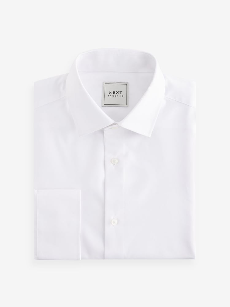 Wit/blauw - Slim Fit - Verpakking van 2 onderhoudsvriendelijke overhemden met enkele manchetten - Image 9 of 11