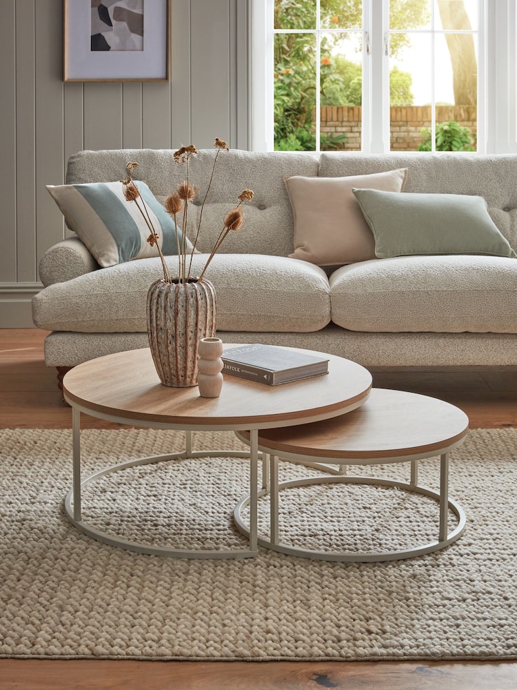 Cream Malvern Oak Effect Nest of 2 Coffee Table - Image 1 of 6