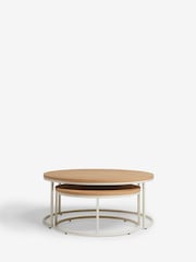 Cream Malvern Oak Effect Nest of 2 Coffee Table - Image 2 of 6