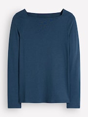 Boden Teal Blue Square Neck Long Sleeve T-Shirt - Image 5 of 5