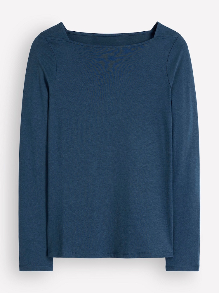 Boden Teal Blue Square Neck Long Sleeve T-Shirt - Image 5 of 5 Boden Teal Blue Square Neck Long Sleeve T-Shirt - Image 5 of 5