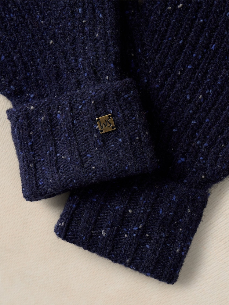 White Stuff Blue Nep Rib Gloves - Image 3 of 3