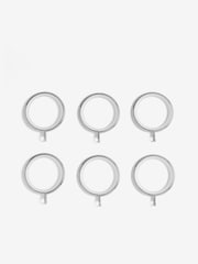 6 Pack Chrome 28mm Noise Reducing Chrome Curtain Pole Rings - Image 2 of 3