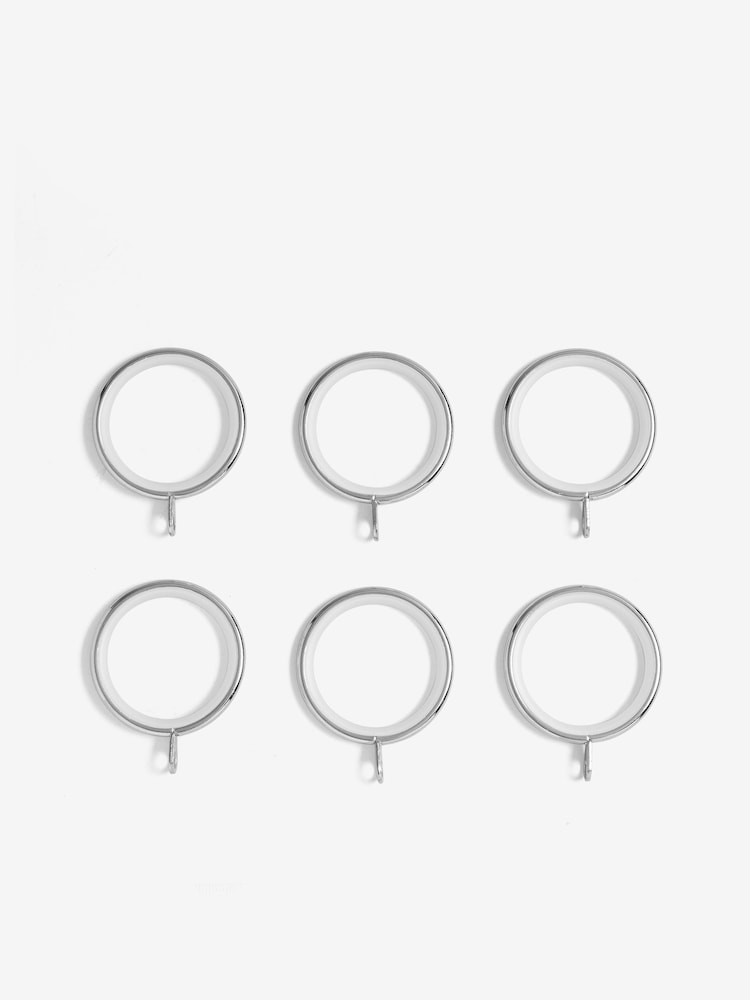 6 Pack Chrome 28mm Noise Reducing Chrome Curtain Pole Rings - Image 2 of 3 6 Pack Chrome 28mm Noise Reducing Chrome Curtain Pole Rings - Image 2 of 3