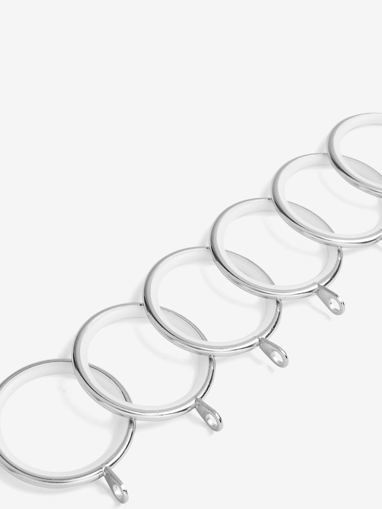 6 Pack Chrome 28mm Noise Reducing Chrome Curtain Pole Rings - Image 3 of 3
