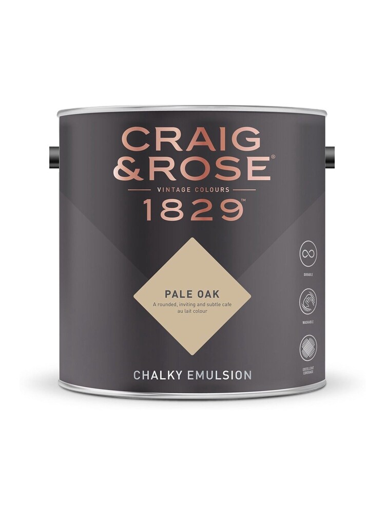 Craig & Rose Cream Chalky Emulsion Pale Oak Paint - Image 2 of 2