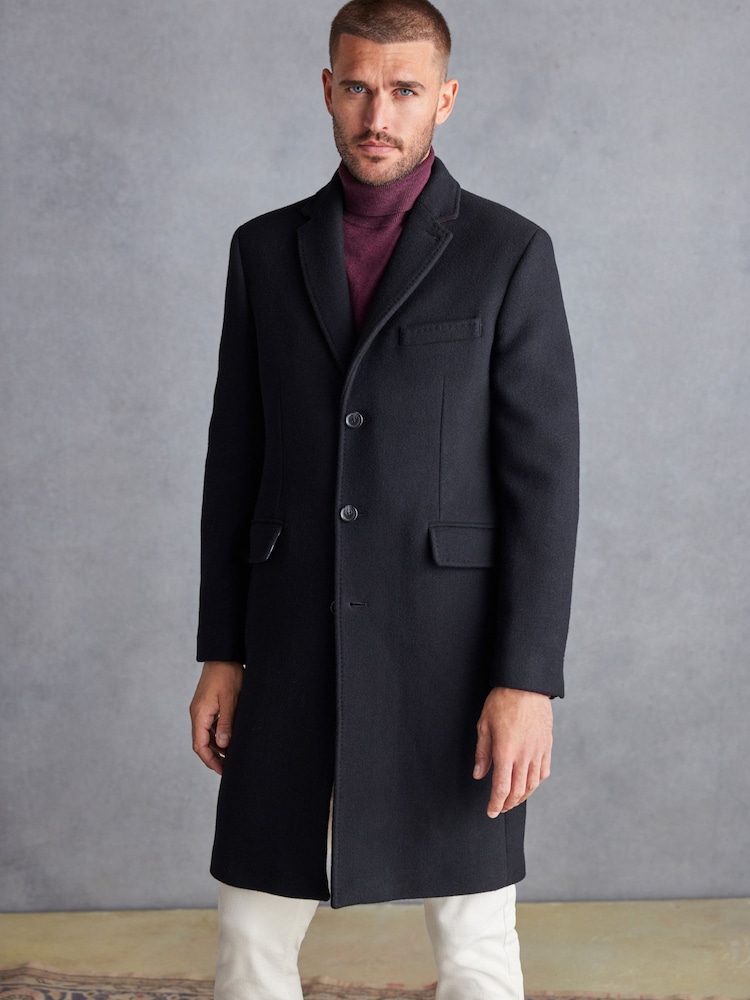 Black Signature Epsom Overcoat With Cashmere - Image 1 of 10