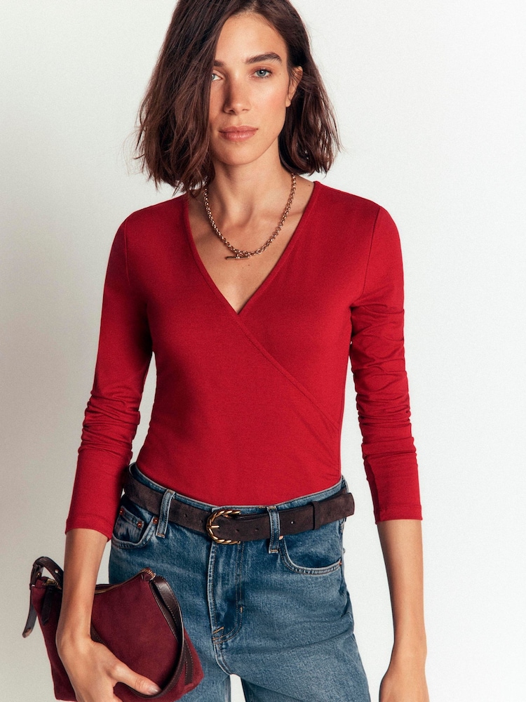 Boden Ruched Long Sleeve Wrap Top - 4суретінің 2 суреті