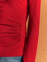 Boden Ruched Long Sleeve Wrap Top - 4суретінің 3 суреті