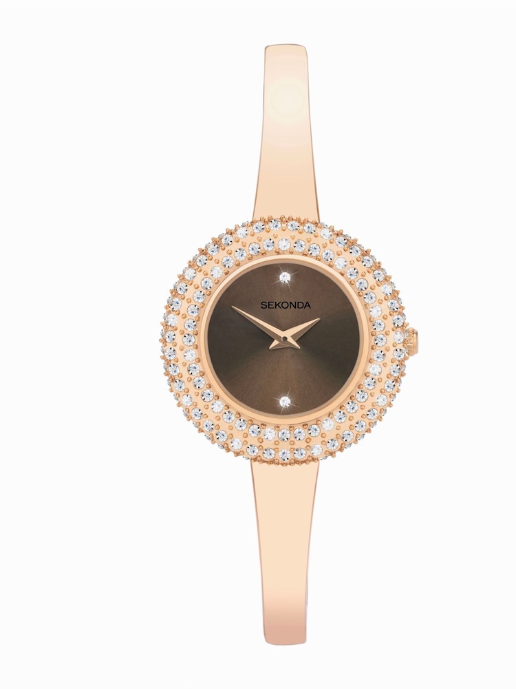 Sekonda Ladies Gold Tone Radiance Brass Semi Bangle Bracelet Watch - Image 1 of 6