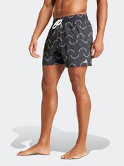 adidas Black Wave Logo CLX Swim Shorts - Image 1 of 7