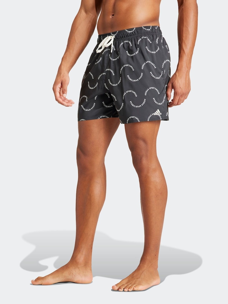 adidas Black Wave Logo CLX Swim Shorts - Image 1 of 7