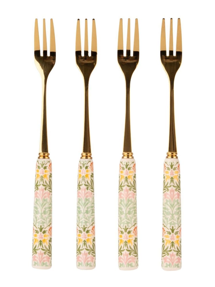 William Morris At Home Set of 4 Multi Kitchen Garden Cake Forks - Image 1 of 2 William Morris At Home Set of 4 Multi Kitchen Garden Cake Forks - Image 1 of 2