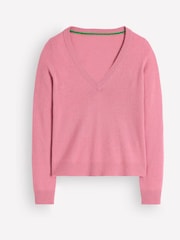 Boden Pink Elsie Cashmere V-Neck Jumper - Image 6 of 7