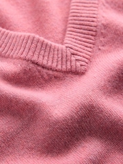 Boden Pink Elsie Cashmere V-Neck Jumper - Image 7 of 7