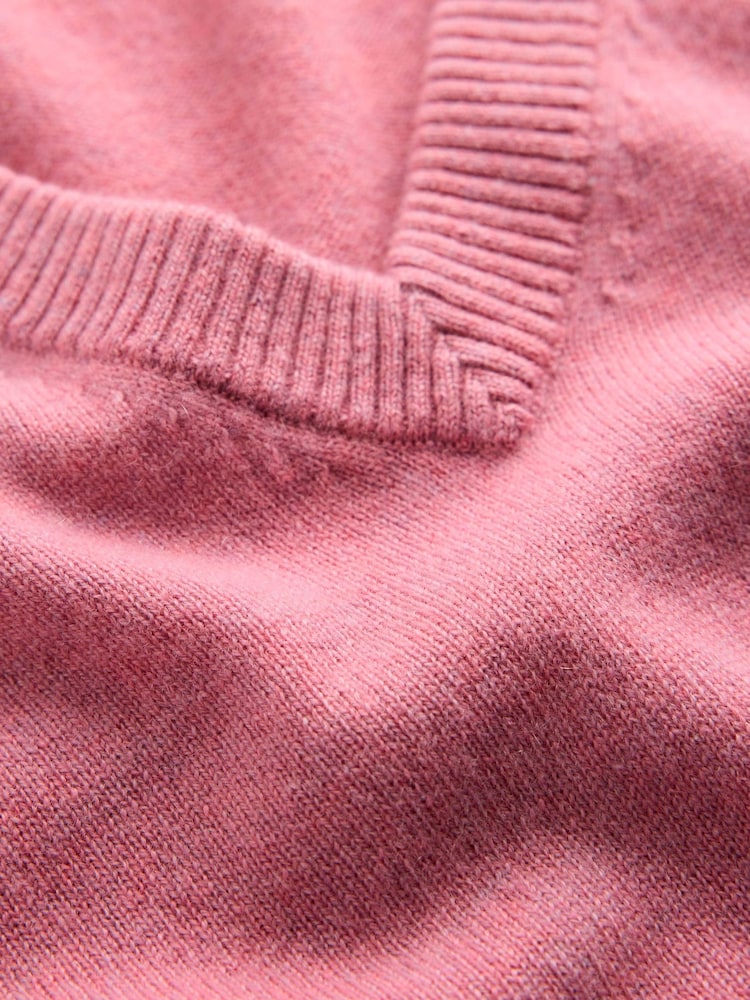 Boden Pink Elsie Cashmere V-Neck Jumper - Image 7 of 7