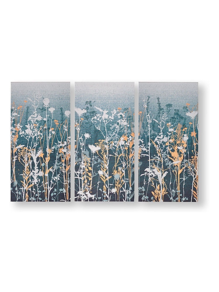 Art For The Home Blue Trio Of Wildflower Meadows Wall Art - Image 2 of 2