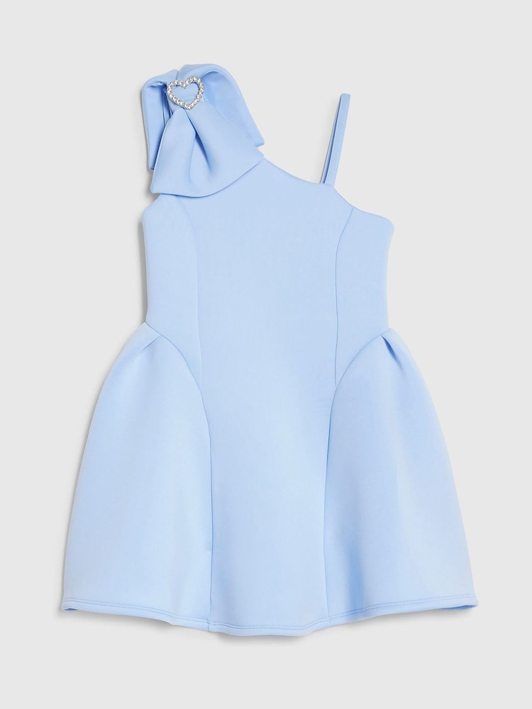 River Island Sky Blue Asymmetric Bow Scuba Dress - Image 1 of 4