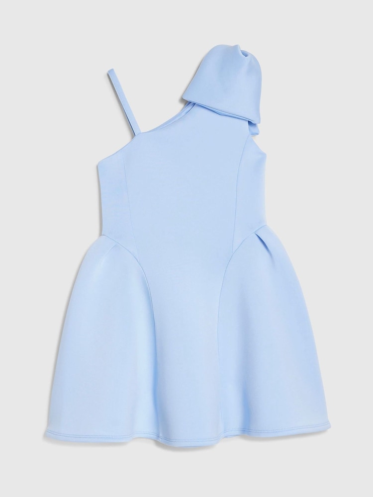 River Island Sky Blue Asymmetric Bow Scuba Dress - Image 2 of 4