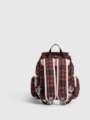 River Island Brown Check Backpack with Charms - Image 2 of 5