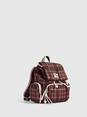 River Island Brown Check Backpack with Charms - Image 3 of 5