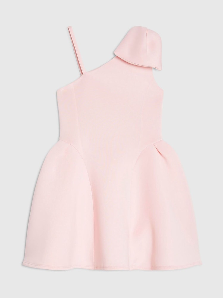 River Island Pink Asymmetric Bow Scuba Dress - Image 2 of 4 River Island Pink Asymmetric Bow Scuba Dress - Image 2 of 4