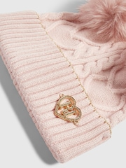 River Island Pink Double Pom Bow Beanie - Image 3 of 3