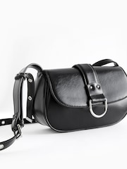 Black Eyelet Strap Saddle Bag - Image 3 of 7