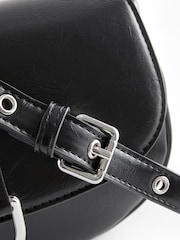 Black Eyelet Strap Saddle Bag - Image 5 of 7