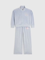 River Island Blue Velour Zip Jacket & Kickflare Set - Image 3 of 5