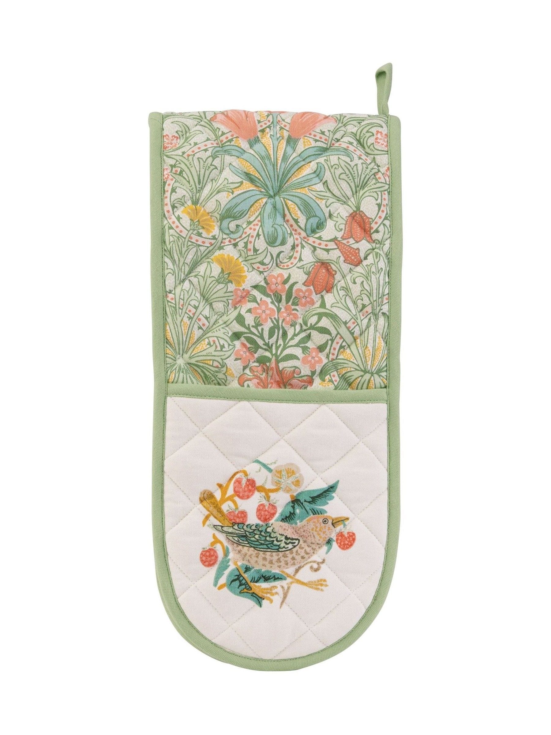 William Morris At Home Unisex Green Kitchen Garden Double Oven Gloves