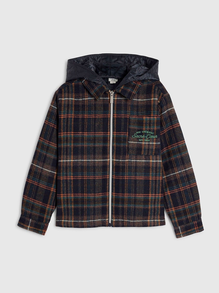 River Island Blue Quilted Check Overshirt - Image 1 of 4 River Island Blue Quilted Check Overshirt - Image 1 of 4